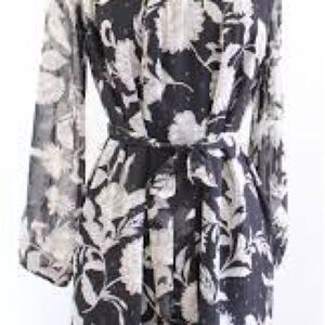 Floral Black and Gray and Cream Dress